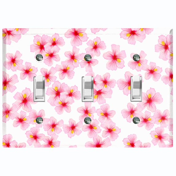 Metal Light Switch Plate Cover Japanese Sakura Flower Pink White Wallpaper FLW042