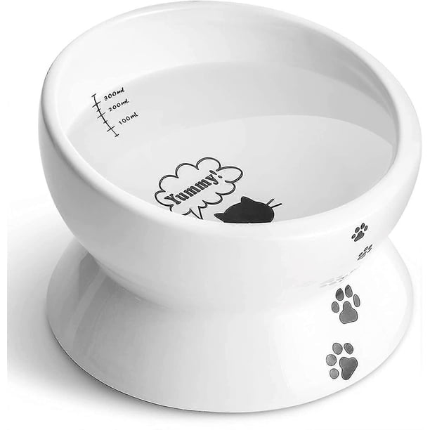 Elevated Cat Food Bowl, Raised Pet Food And Water Bowl, Cat And Small Dog Bowl, Tilted Ceramic Cat Water Bowl No Spill,15oz