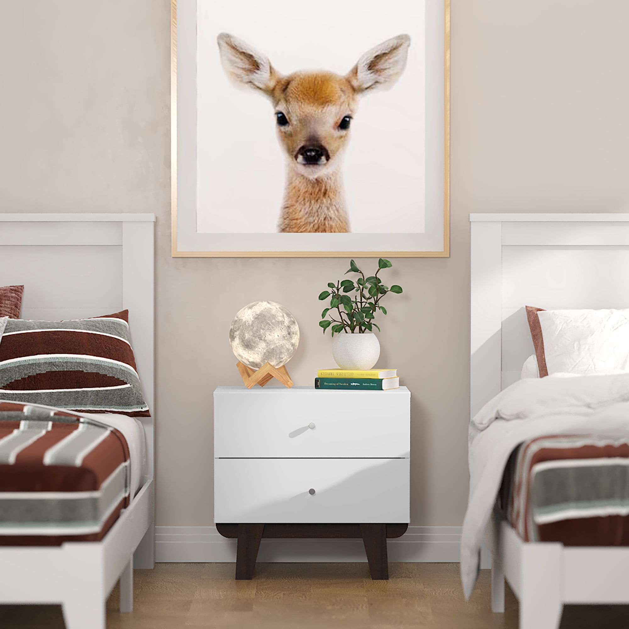 Kincaid Wood 2-Drawer Nightstand, Matte White, by Hillsdale Living Essentials