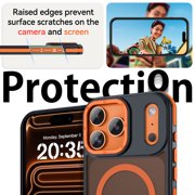 iPhone 17 Pro Max Case 6.9 - DOMAVER Magnetic Case Compatible with Mag-Safe | Translucent Matte Finish | Shockproof & Anti-Scratch Protection | for iPhone 17 Pro Max Case - Black/Orange