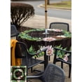 thumbnail image 4 of Spring Botanical Outdoor Tablecloth - 54x54 Inch Square Dining Table Cover, Garden Birds Floral Leaves Brown Wood Waterproof Outdoor Table Cloth with Umbrella Hole & Zipper for Picnic/Patio/Party, 4 of 7