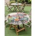 thumbnail image 3 of Happy Easter Outdoor Tablecloth - 60 Inch Round Dining Table Cover, Spring Polka Dots Bunny Easter Eggs Rustic Waterproof Outdoor Table Cloth with Umbrella Hole & Zipper for Picnic/Patio/Party, 3 of 7
