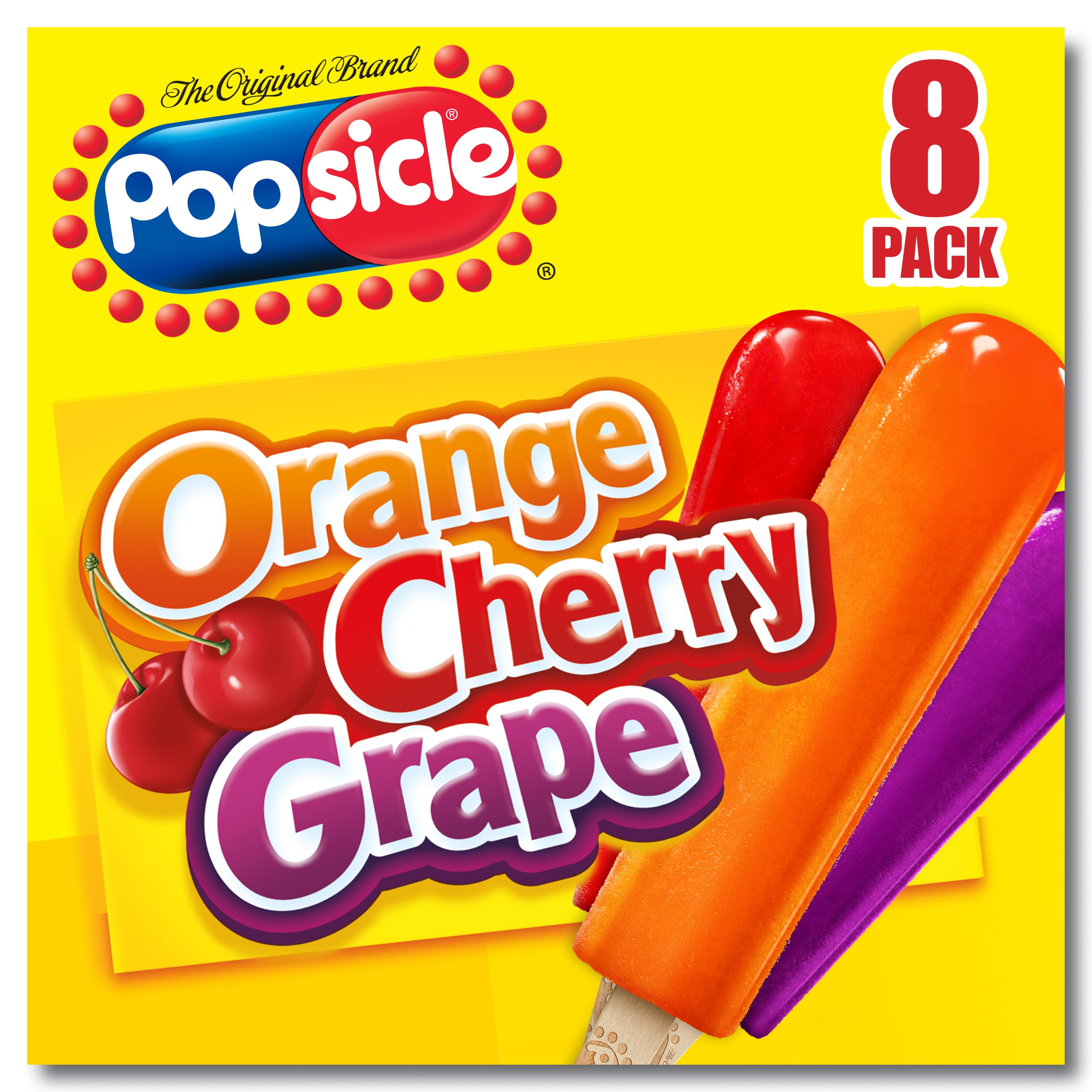 Popsicle Ice Pops Sugar Free Orange Cherry Grape 8 ct Walmart