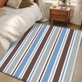 thumbnail image 4 of Area Rug for Living Room, Blue Brown Striped Non-Slip Indoor Large Carpet for Bedroom/Dining Room, Farmhouse Stripes Modern Abstract Art Washable Low-Profile Floor Mat Runner Rugs - 2.7 x 5 Ft, 4 of 8