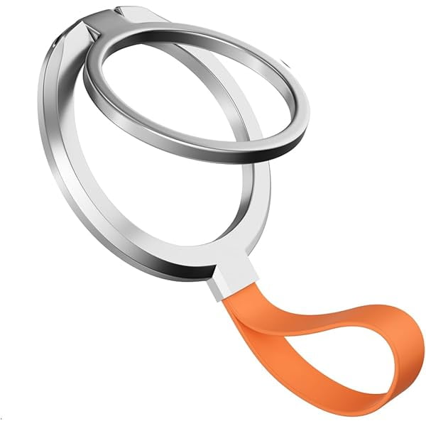wonima11 Magnetic Cell Phone Ring Holder for MagSafe,Phone Grip, Phone Ring with Adjustable Kickstand for iPhone 15/14/13/12(Plus,Mini,Pro,Max), Accessories- Silver-Orange