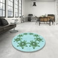 thumbnail image 3 of Ahgly Company Indoor Round Patterned Seafoam Green Area Rugs, 7' Round, 3 of 6