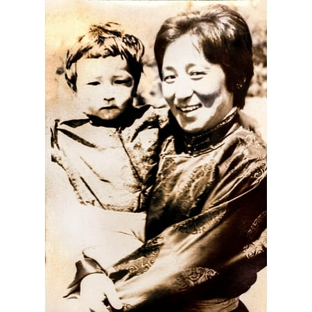 Canvas Print Old Classic Scan Mongolian Kid Photo Vintage Stretched Canvas 10 x (Best Scanner To Scan Old Photos)