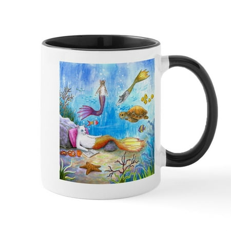 

CafePress - Cat Mermaid 31 Mugs - 11 oz Ceramic Mug - Novelty Coffee Tea Cup