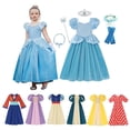 thumbnail image 2 of Disney-Vestidos largos de princesa Cenicienta, Blancanieves, disfraz de Bella, Mulan, Rapunzel, para fiestas de cumpleaños de niñas Fivean unisex, 2 of 2
