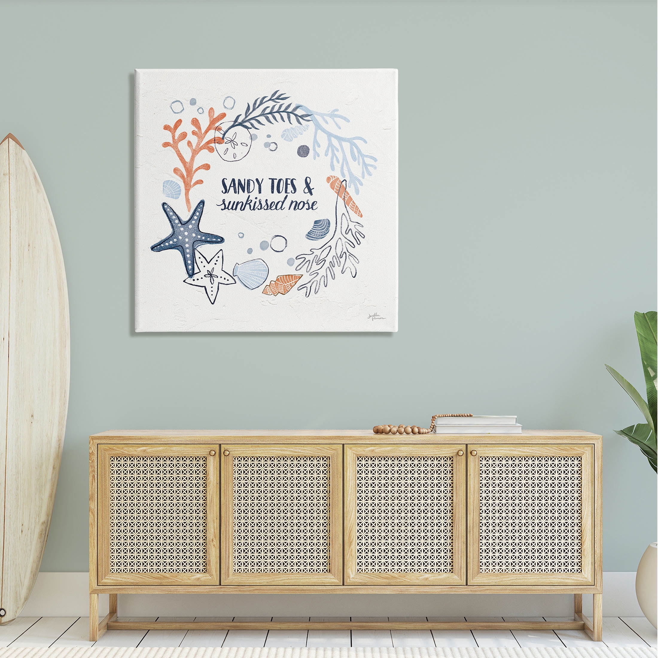 Stupell Industries Sandy Toes Sunkissed Nose Phrase Graphic Art Gallery Wrapped Canvas Print Wall Art, Design by Janelle Penner