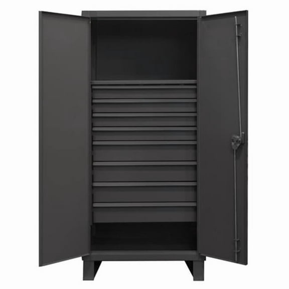 Durham HDCD243678-8M95 12 Gauge Recessed Door Style Lockable Cabinet with 1 Fixed Shelf & 8 Drawers, Gray - 36 in.