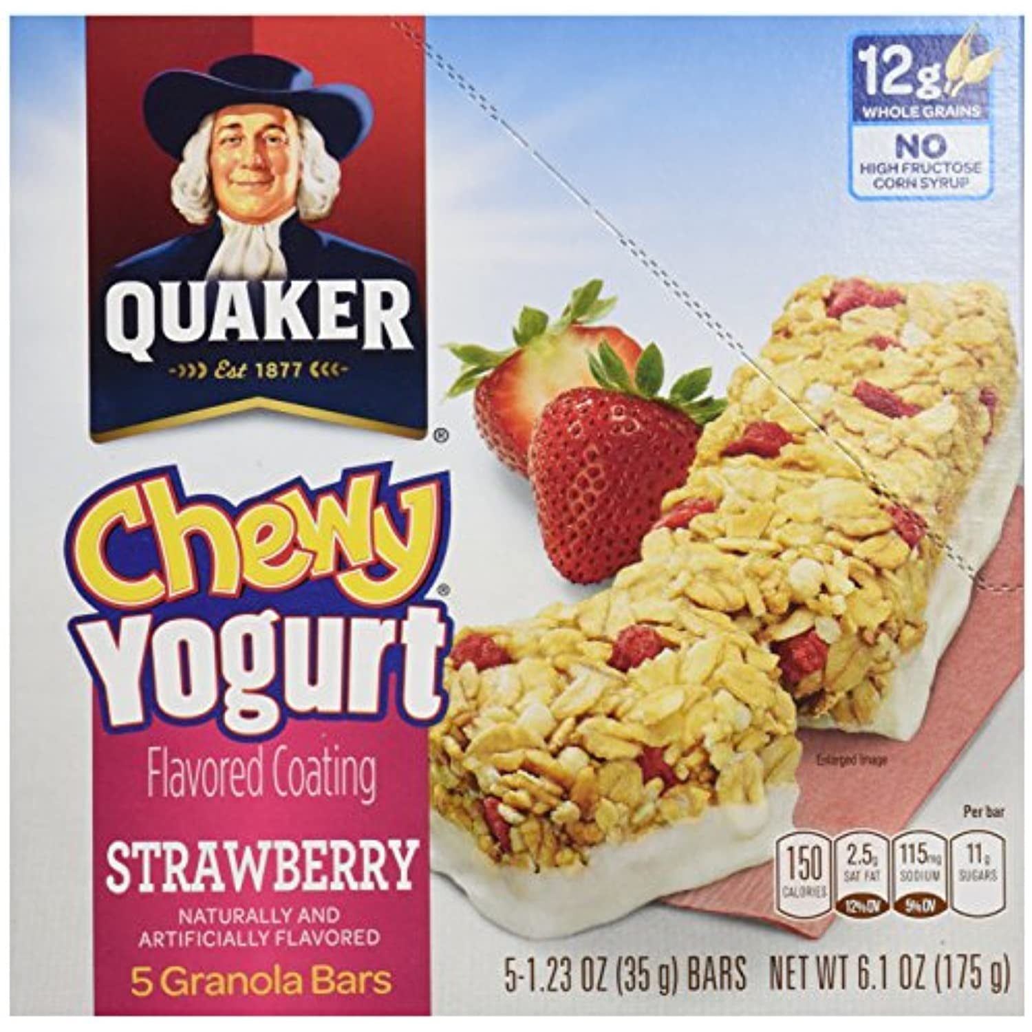 Quaker Chewy Yogurt Granola Bars, Strawberry, 6.1 Oz