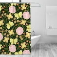 thumbnail image 3 of Blossom Flowers Rose Butterfly Pattern Shower Curtain, Yellow Polyester Waterproof Bath Curtains for Bathroom Decorations, 72 x 72 inches, 3 of 7