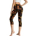 thumbnail image 2 of HELLHERO Thanksgiving Yoga Leggings for Women Mushroom Maple Leaves Printed Yoga Pants High Waisted Capri Leggings Fall Yoga Capris with Pockets, XS, 2 of 7