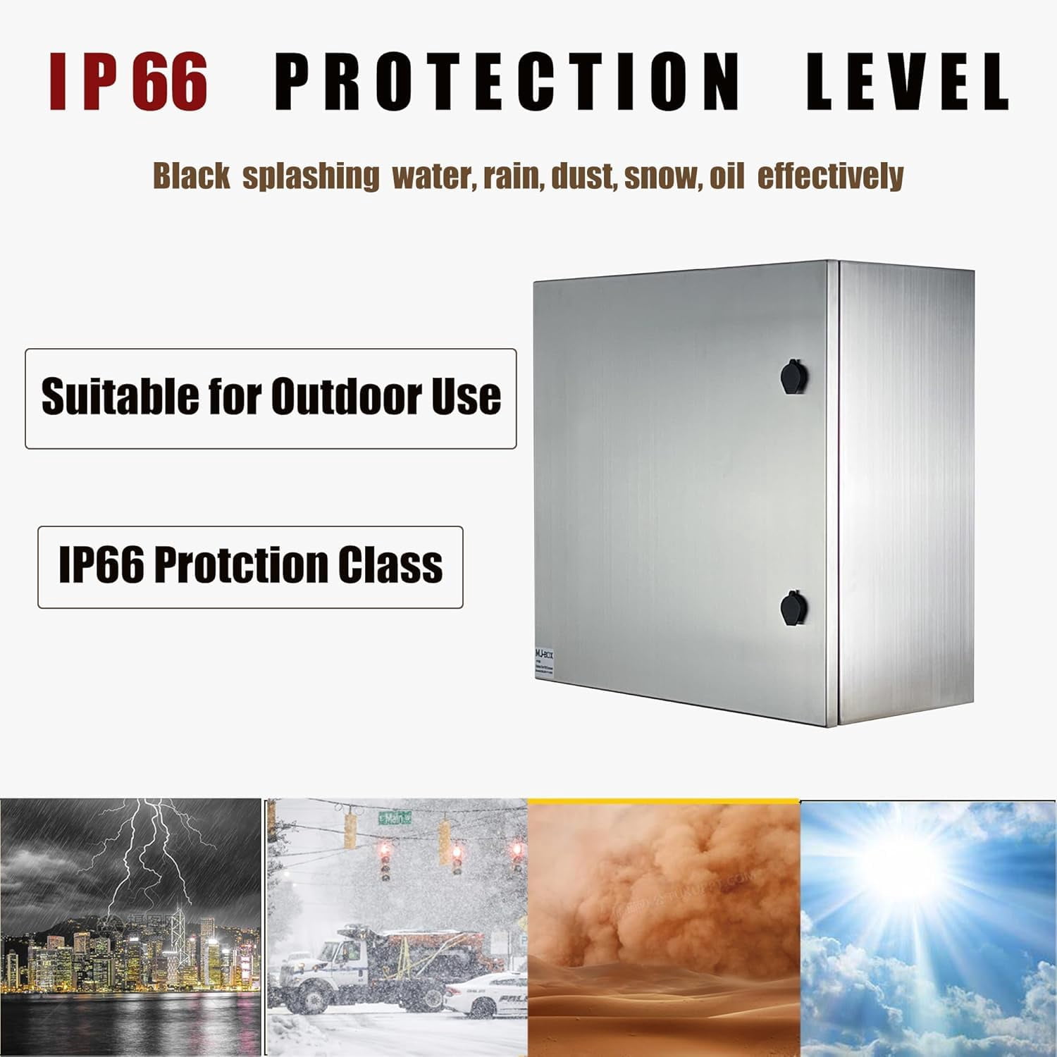 MJ-Box 24x24x12 Inch 304 Stainless Steel Electrical Enclosure - NEMA 4X, IP66 Waterproof Dustproof, Indoor Outdoor Protective Box