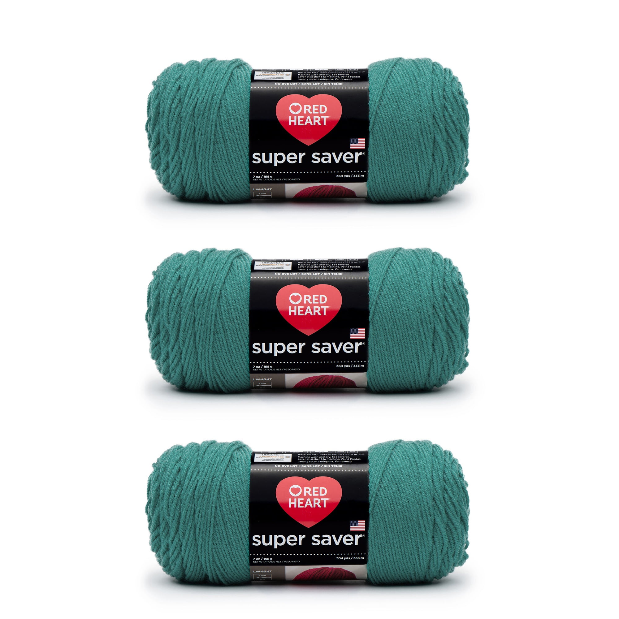 Red Heart Super Saver Jade Yarn 3 Pack of 198g/7oz Acrylic 4
