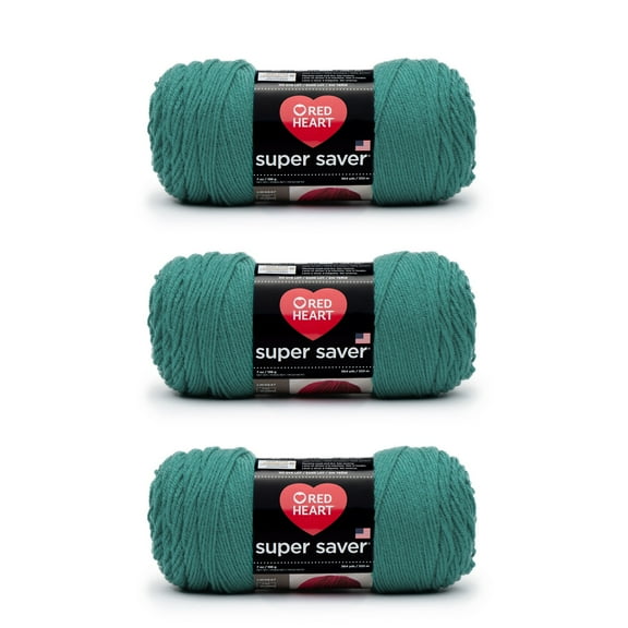 Red Heart Super Saver Jade Yarn - 3 Pack of 198g/7oz - Acrylic - 4 Medium (Worsted) - 364 Yards - Knitting/Crochet