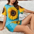 thumbnail image 4 of Sikiie Golden Sunflower in Blue Womens Pajama Sets Short Sleeve Top With Pants Sleepwear 2 Piece Lounge Set-Large, 4 of 6
