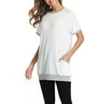 thumbnail image 4 of Uhndy Short Sleeve Pocket T Shirt For Women Casual Summer Color Block Tunic Blouse Tops Crew Neck Loose Fit T-Shirt, 4 of 6