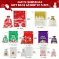 thumbnail image 2 of Amaopus 24 Pcs Christmas Gift Bags, Assorted Sizes S/M/L Drawstring Christmas Gift Bags, Holiday Christmas Wrapping Paper, Reusable Plastic Santa Bag Wrapping Bags, 2 of 7