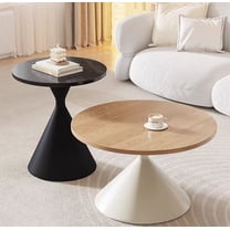 Mod Round Mid-Century Wood Coffee Table - Walnut Finish, 35.4" Diameter