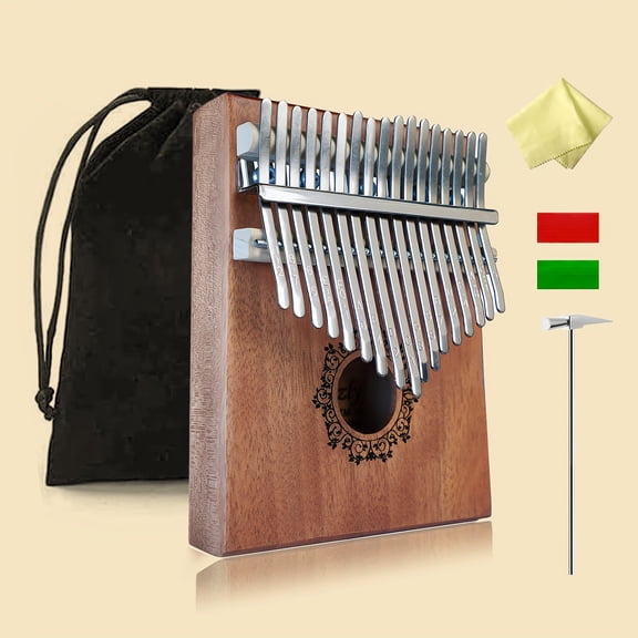 17 Key Kalimba Thumb Piano with Wood Body, Beginner Finger Piano Kit, Brown Portable Music Toy