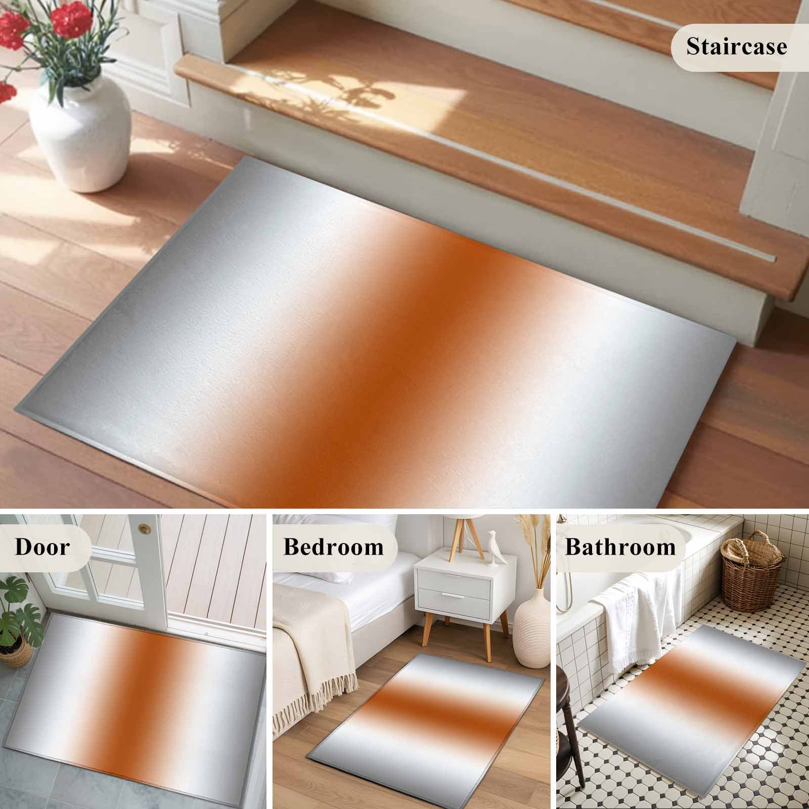 Entrance Runner Rug 2'x3', Gray Orange Non-slip Doormat for Indoor Outdoor Entrance, Modern Gradient Geometric Washable Throw Floor Mat for Front Door/Living Room/Bedroom/Bathroom/Kitchen