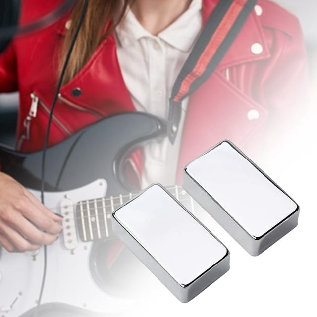 2 piezas de cubiertas para pastilla Humbucker, pieza de guitarra eléctrica, reemplazo resistente y duradero para piezas de repuesto de guitarra Plata