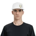 thumbnail image 4 of ZICANCN Alphabet U Pattern Baseball Caps, Trucker Hats for Men And Women, Adjustable Breathable Flat Caps, White, 4 of 6