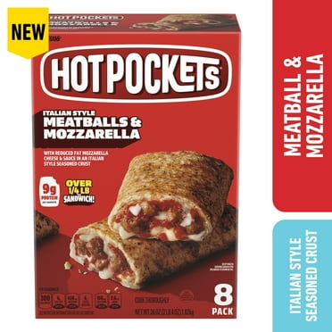 Hot Pockets Italian Style, Meatballs and Mozzarella Sandwich Snacks, 36 oz, 8 Pack (Frozen)