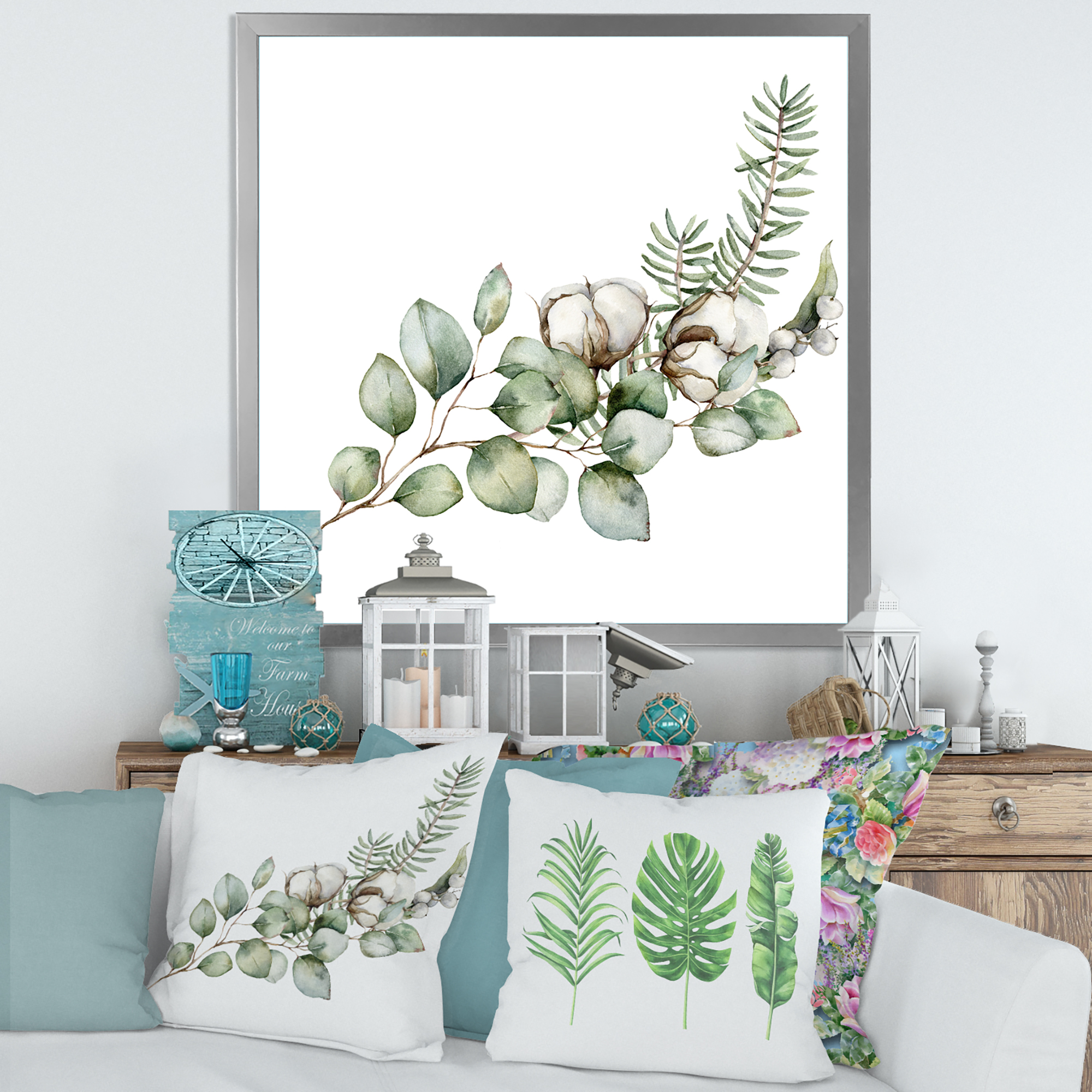 Designart 'Eucalyptus Branches With Christmas Bouquet' Traditional Framed Art Print