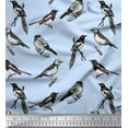 thumbnail image 3 of Soimoi Blue Rayon Fabric Artistic Bird Fabric Prints By Yard 58 Inch Wide, 3 of 3