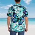 thumbnail image 3 of Lsque Blue Floral with Butterflies pattern Hawaiian Shirt for Men, Unisex Summer Beach Casual Short Sleeve Button Down Shirts-X-Large, 3 of 9