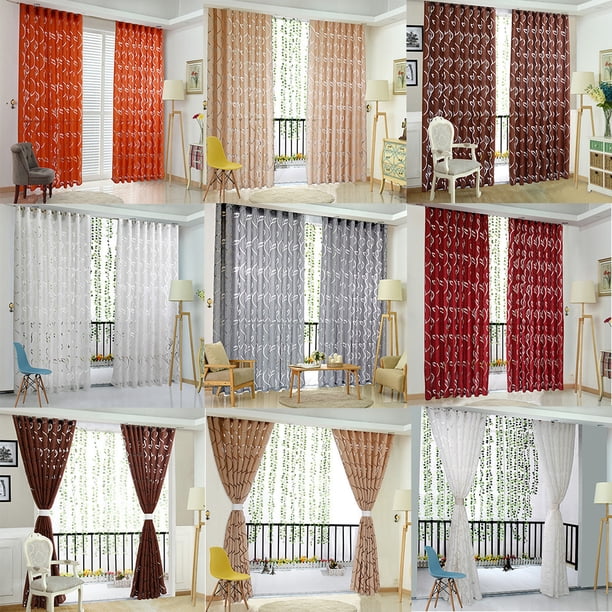 Xihbxyly Cortina de Hojas de Parra, Elegante Cortina de Gasa, Suave y Filtrante, Decoración Moderna para El Hogar, Un Toque Acogedor y Romántico, Lavable a Máquina, Tamaño 200 X 100 Cm.