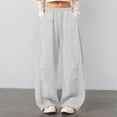thumbnail image 4 of felwors Womens Barrel Sweatpants Baggy Y2K Drawstring Wide Leg Pants with Pockets Grey for Size XXL, 4 of 9