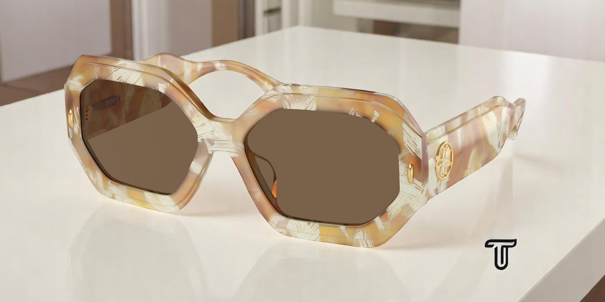 Tory Burch Gold and Clear Sunglasses Tory Burch TY6106D Sunglasses | LensCrafters main image 3