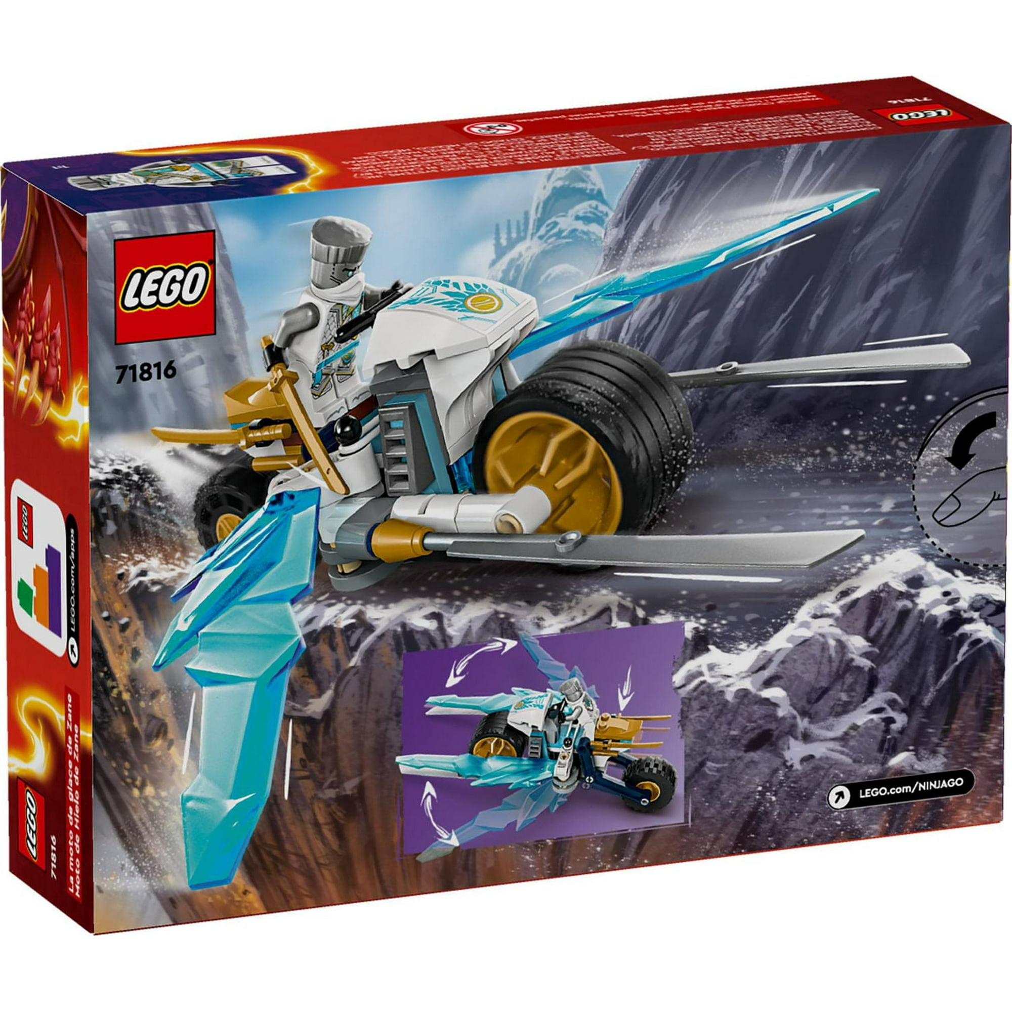 LEGO NINJAGO Zane's Ice Motorcycle Toy with 1 Minifigure, Ninja