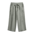 thumbnail image 6 of FAIWAD Linen Pants for Women Wide Leg Drawstring Elastic Waist Trouser Summer Loose Beach Vacation Capris with Pockets, 6 of 8
