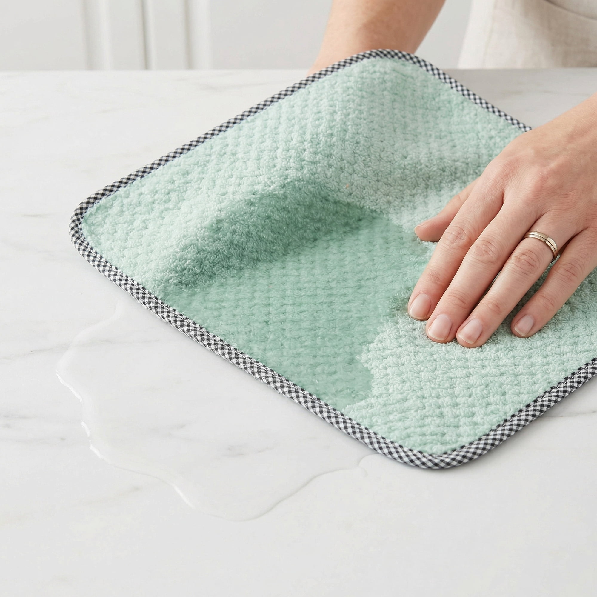 Unique Bargains Hanging Microfiber Reusable Dish Cloths 6 Pack Green 10" x 10"