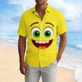 thumbnail image 5 of Zylanna Men's Casual Button Down Shirts, Breathable Short Sleeve Funny Face Print Vacation Summer Beach Shirts for Men Multicolor, 5 of 5