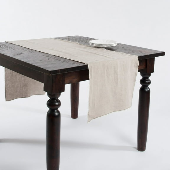 Saro Lifestyle Fringed Design Stone Washed Table Runner