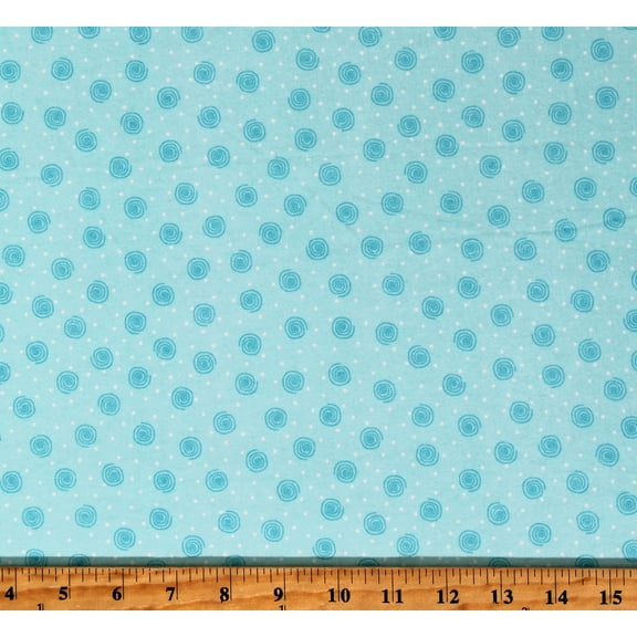 Flannel Blue Swirls Dots Kids Boys Baby Cotton Flannel Fabric Print by the Yard (0019-11)