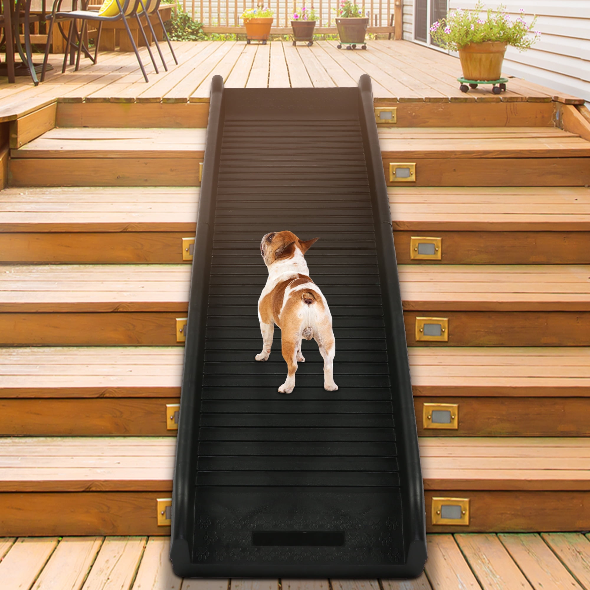 KARMAS PRODUCT Foldable Dog Ramp for Small Dogs 62 Pet Safety Ramp for Elderly Dogs Portable Cat Ramps for Car SUV Pool Stairs Side Rails Trucks Black Walmart