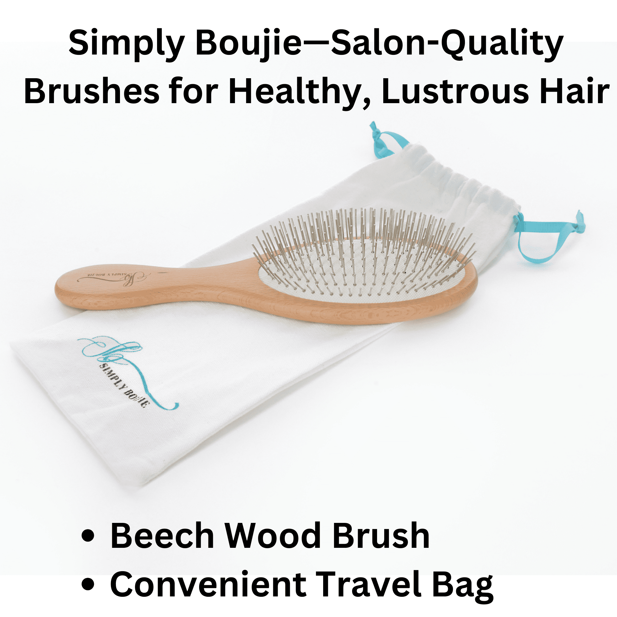 Simpluy Boujie All Lifestages Professional Bamboo Synthetic Oblong Hair Brush, Detangling, Brown