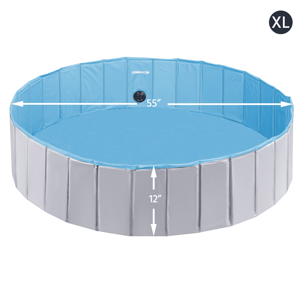 Foldable Pet Swimming Pool for Garden/Beach/Yard/Home, XL 55 inch, Gray