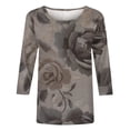 thumbnail image 3 of Cilsoka Womens Boho Tops 3/4 Sleeve Button V Neck T-Shirts Casual Vintage Floral Blouse Loose Summer Fashion Boho Shirts, 2026 Fashion Tops, 3 of 4