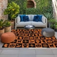thumbnail image 2 of Halloween Orange Plaid Outdoor Rug for Patio/Deck/Porch, Non-Slip Large Area Rug 3 x 5 Ft, Funny Ghost Pumpkins Skull Indoor Outdoor Rugs Washable Area Rugs, Reversible Camping Rug Carpet Runner, 2 of 8