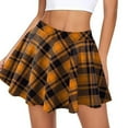 thumbnail image 5 of Clearance qolati Plaid Skirt for Women Stretch High Waist Pleated Skirt Girls Casual A-Line Mini Skirt Yellow S(US=4), 5 of 5