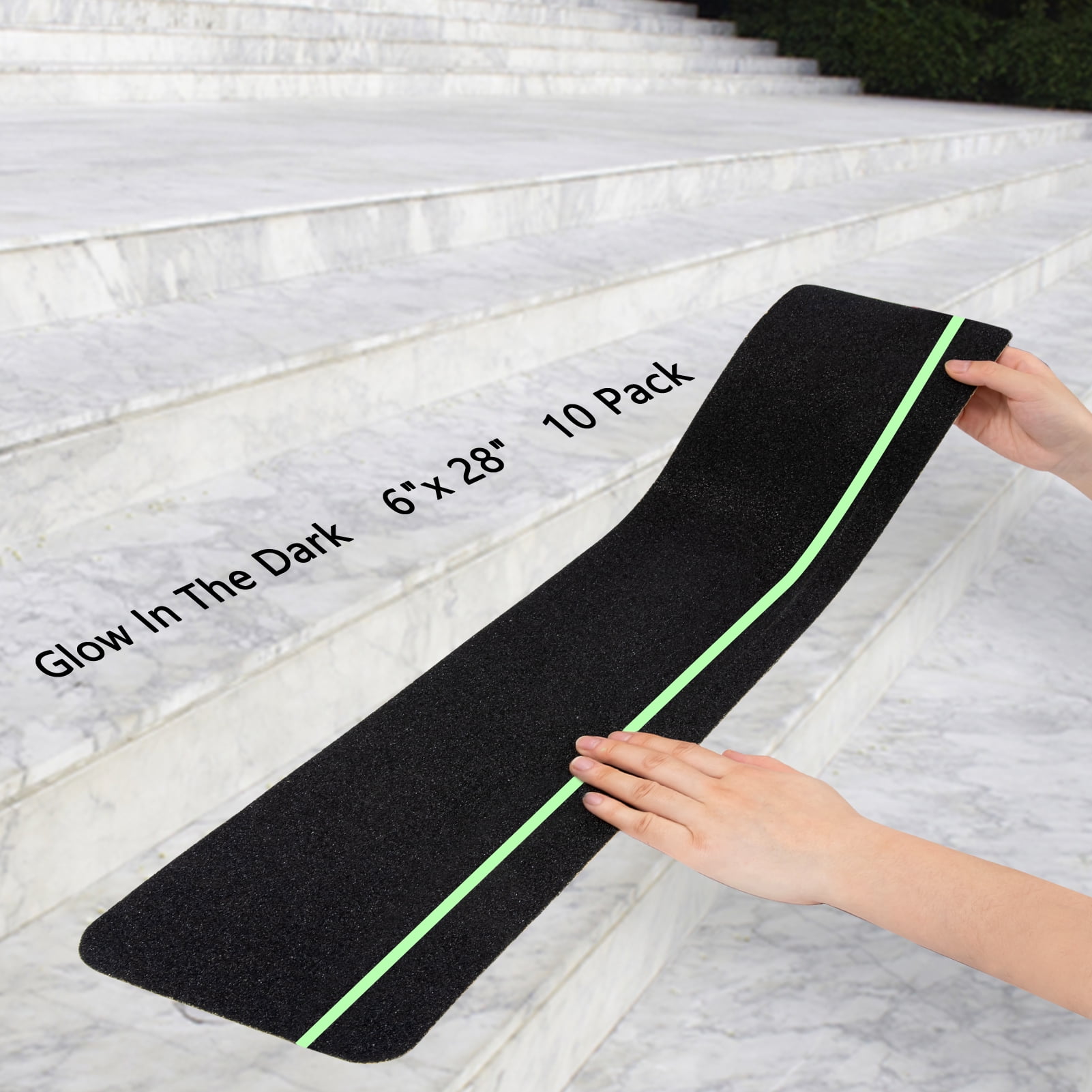 Black Anti-Slip Strips 6”x30” Stair Treads Non-Slip Outdoor Tape – 10-Pack 