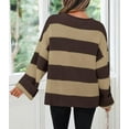 thumbnail image 4 of Women's  Fall Long Sleeve Oversized Striped Color Block Comfy Loose Crew Neck Knitted Pullover Sweater, 4 of 17